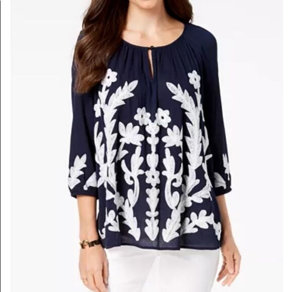 Charter Club Embroidered Top Womens size XS NWT - Picture 1 of 6